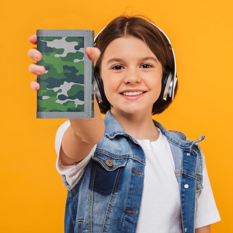 Jonyee Kids Wallet for Boys Ages 5-18, Novelty Trifold Wallet with Key Chain and Zipper Coin Pocket for Teens Children Girls Youth, Camo Wallet with Front Pocket for Outdoors Sports Gifts-Camo Green - Image 5